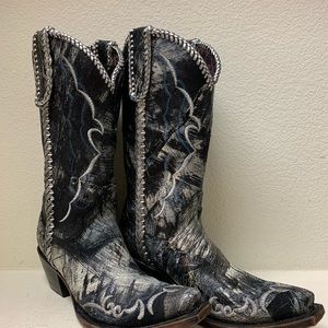 Lucchese Black/Silver Boot 8B